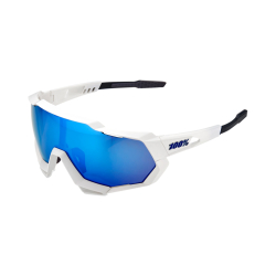 100% Speedtrap Matte White-HiPER Blue Brille