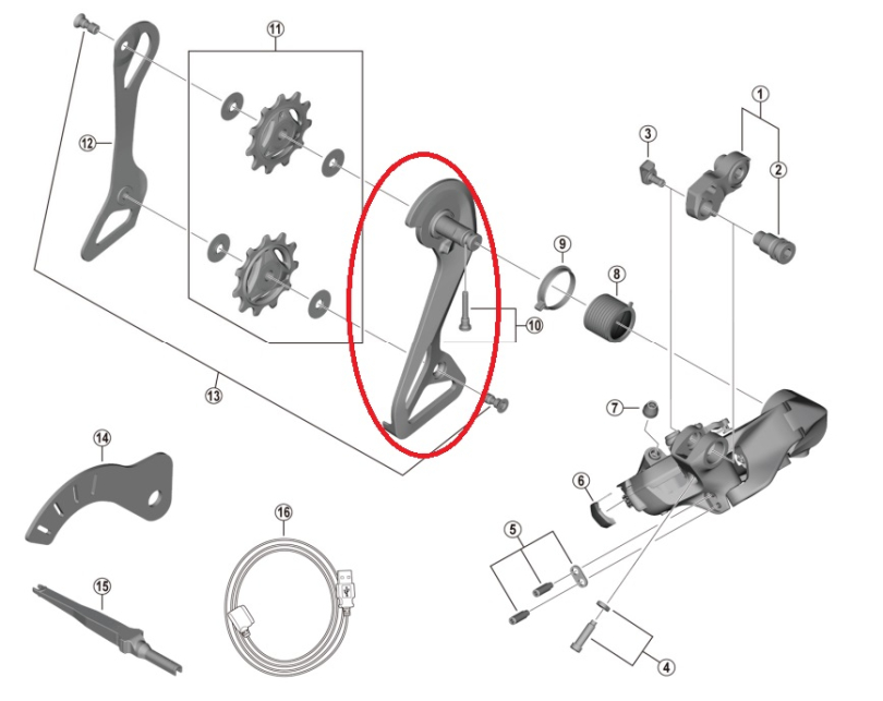 Shimano Dura Ace RD-R9250 Schaltwerk Leitblech aussen