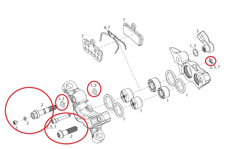 Sram Caliper Hardware Kit Bremssattel für die Guide R/RS/RSC