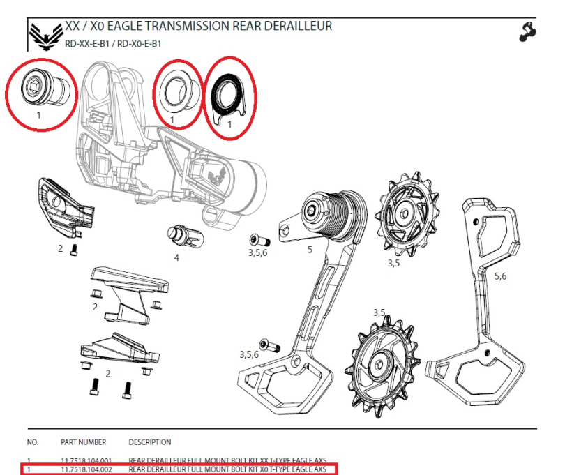 Sram Full Mount Bolt Kit zu X0 Eagle Transmission AXS Schaltwerk