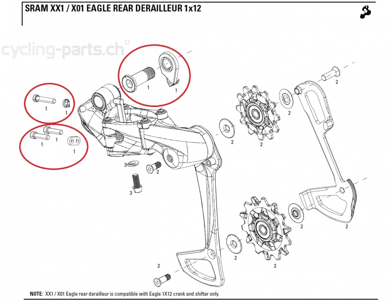 Sram XX1 Eagle black Schaltwerk B-Bolt and Limited Screw Kit